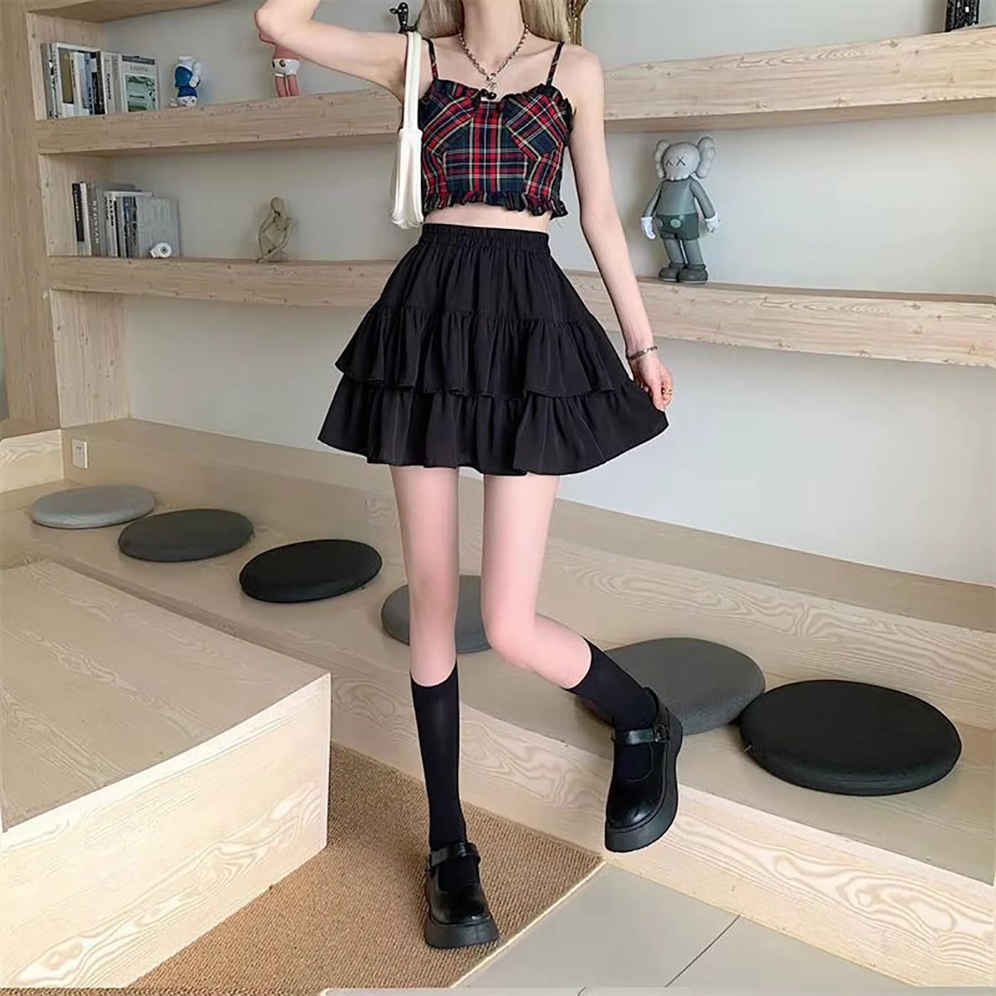 دامن طبقه ای مشکی