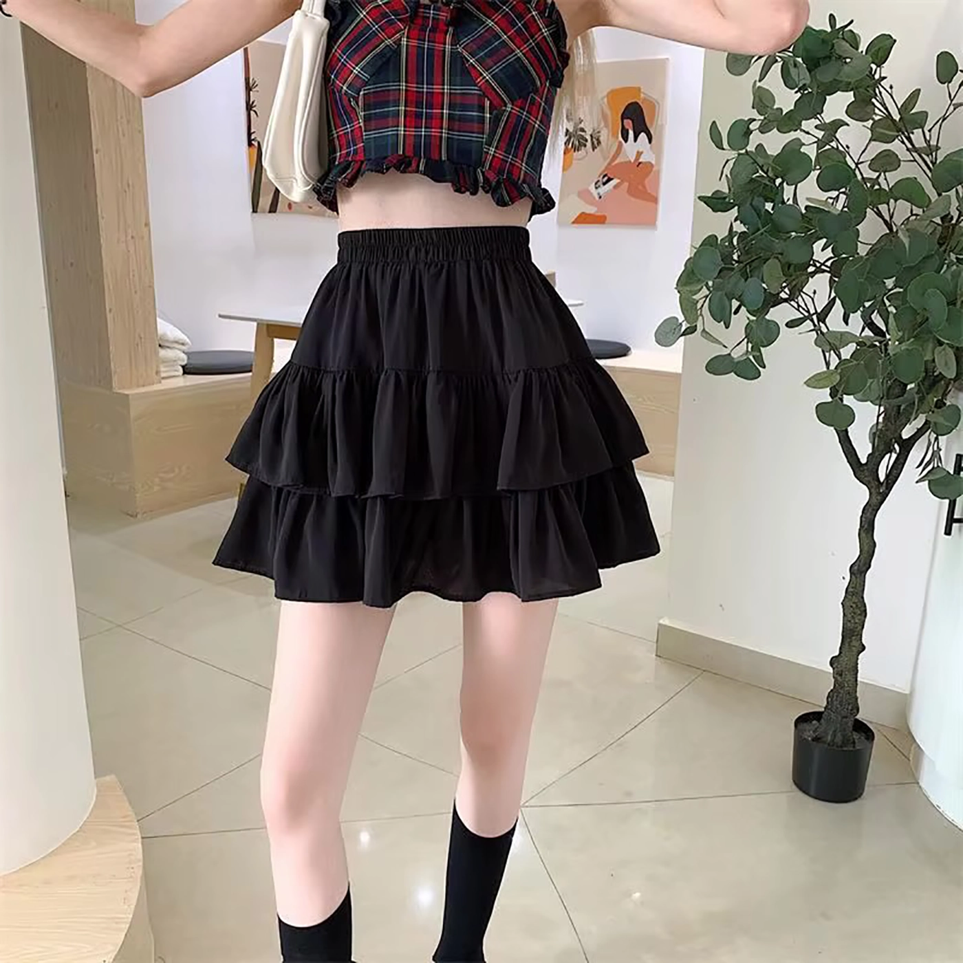 دامن طبقه ای مشکی